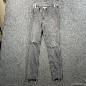 Madewell Jeans Women’s 30 Tall Black 9” High Rise Skinny Destroyed